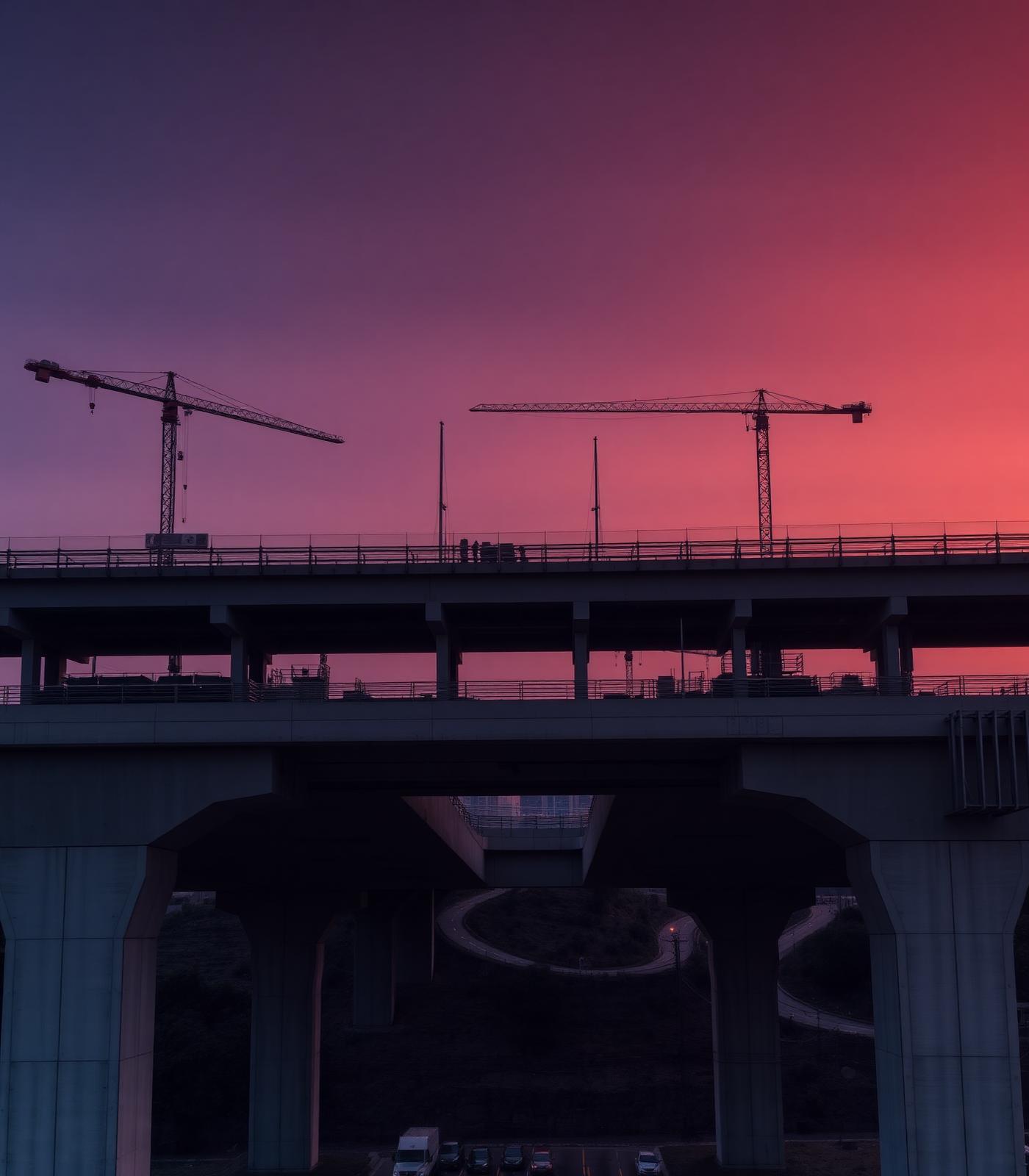 Concrete viaduct under construction