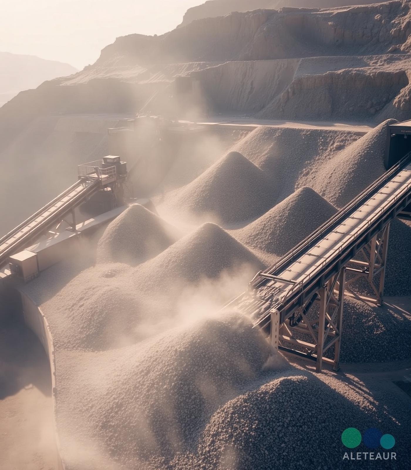 Quarry conveyors and aggregate stockpiles