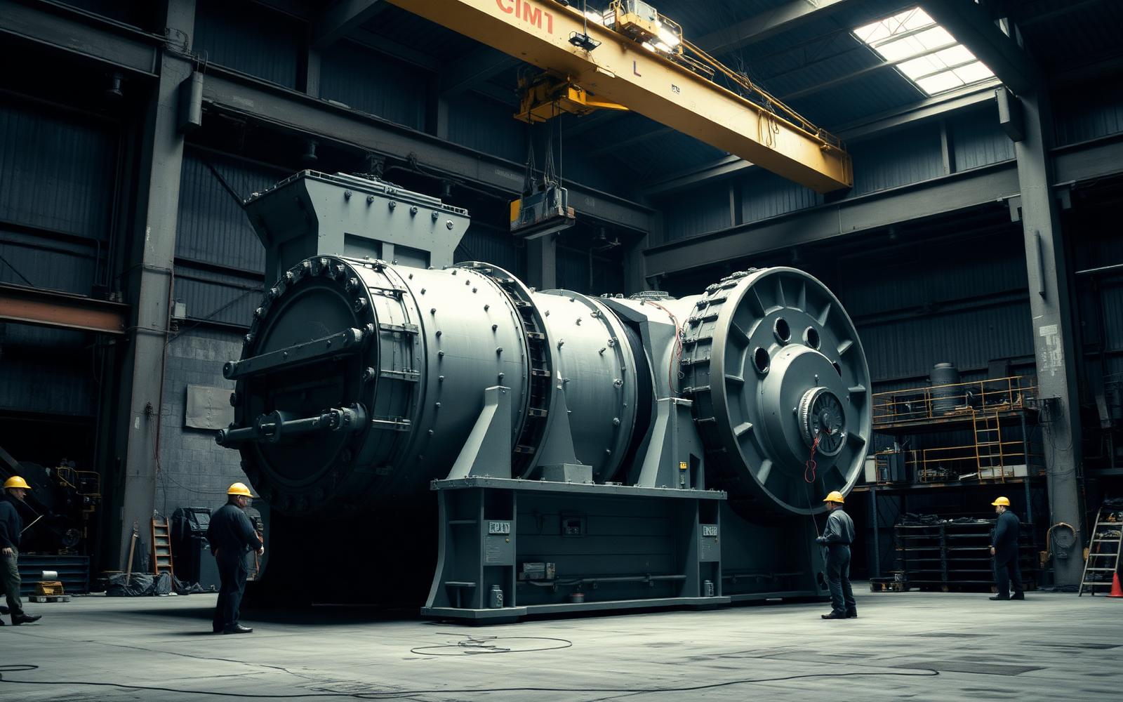 Heavy machine under assembly